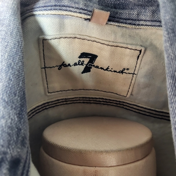 7 For All Mankind Denim Jacket in Washed Blue Size Medium - Picture 7 of 11